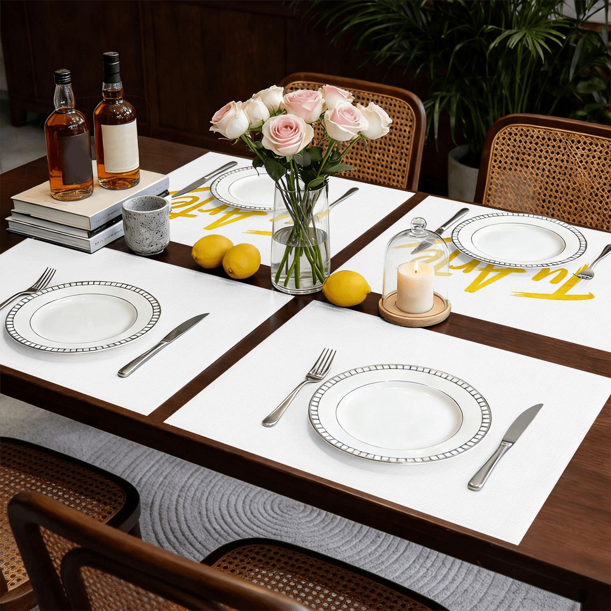 Faux Linen Placemats Set of 4