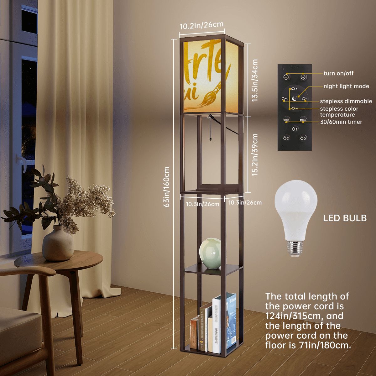 Floor Lamp with Shelves