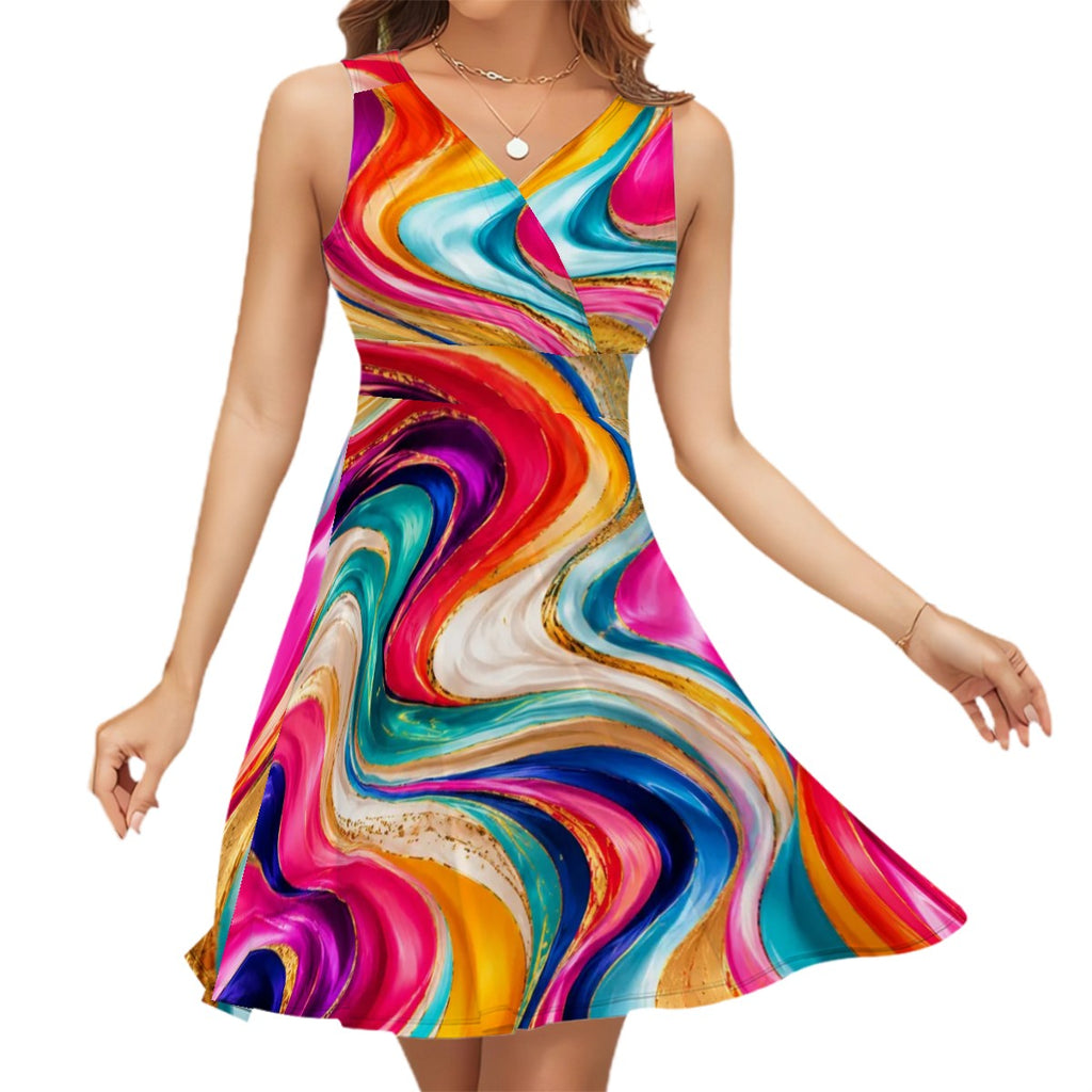 Sleeveless V Neck Dress