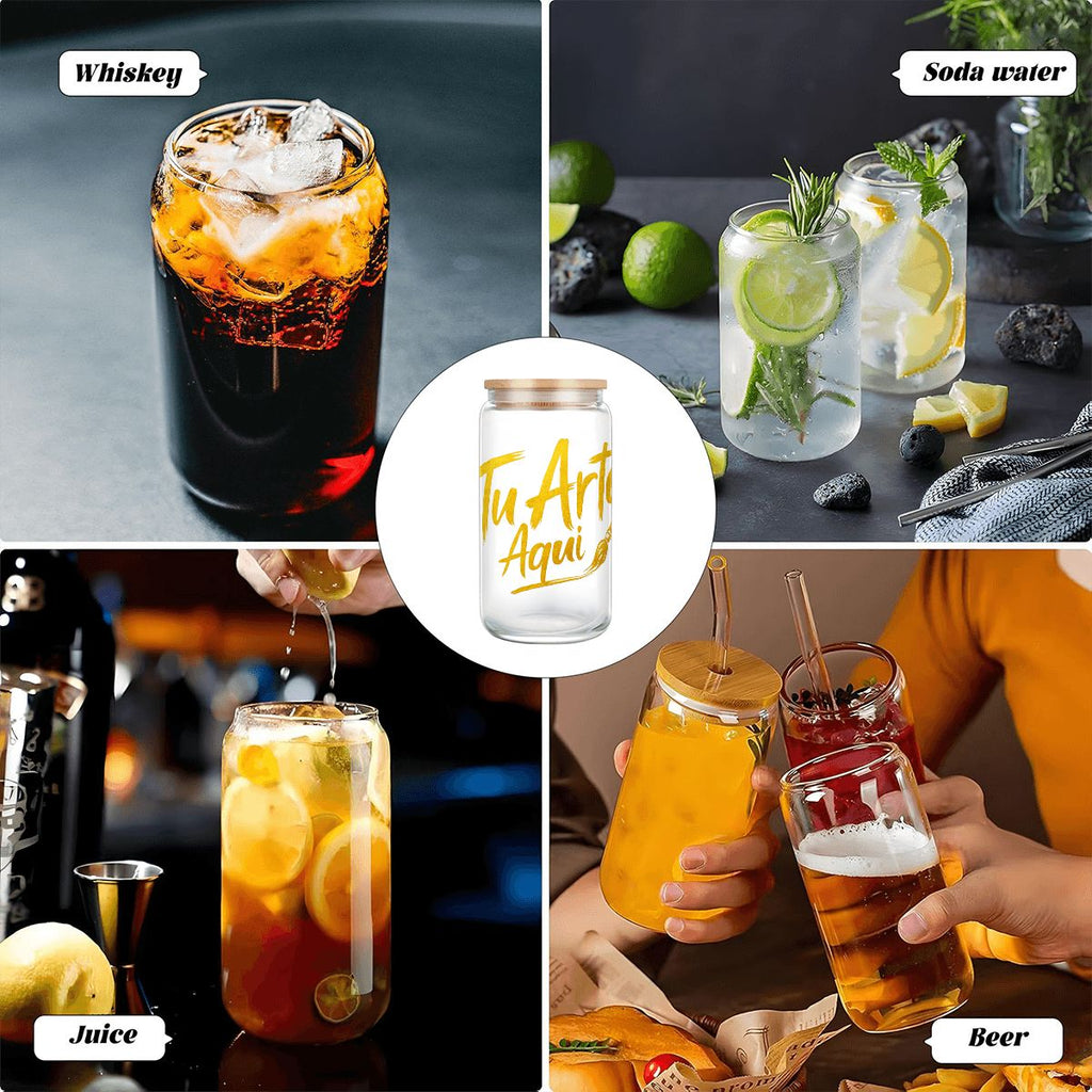 Glass Tumbler with Straw  Bamboo Lid  (16oz)