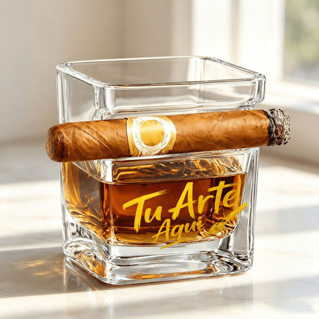 Whiskey Glass with Cigar Holder