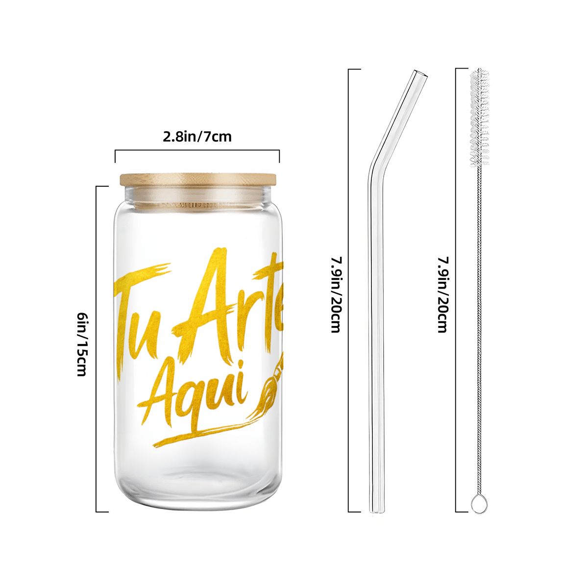 Glass Tumbler with Straw  Bamboo Lid  (16oz)