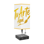 Square Table Lamp with USB Port Gold Trim