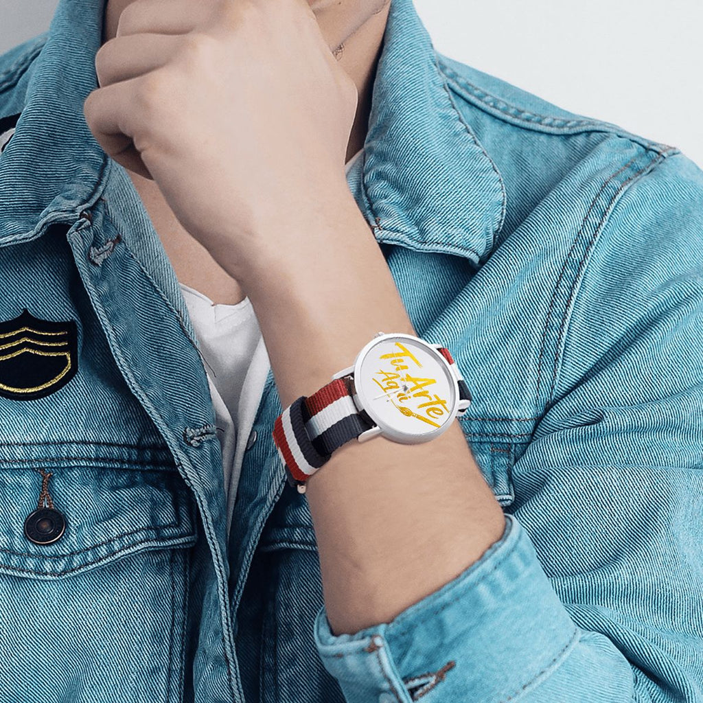 No Scale Watch With Woven Watch Band