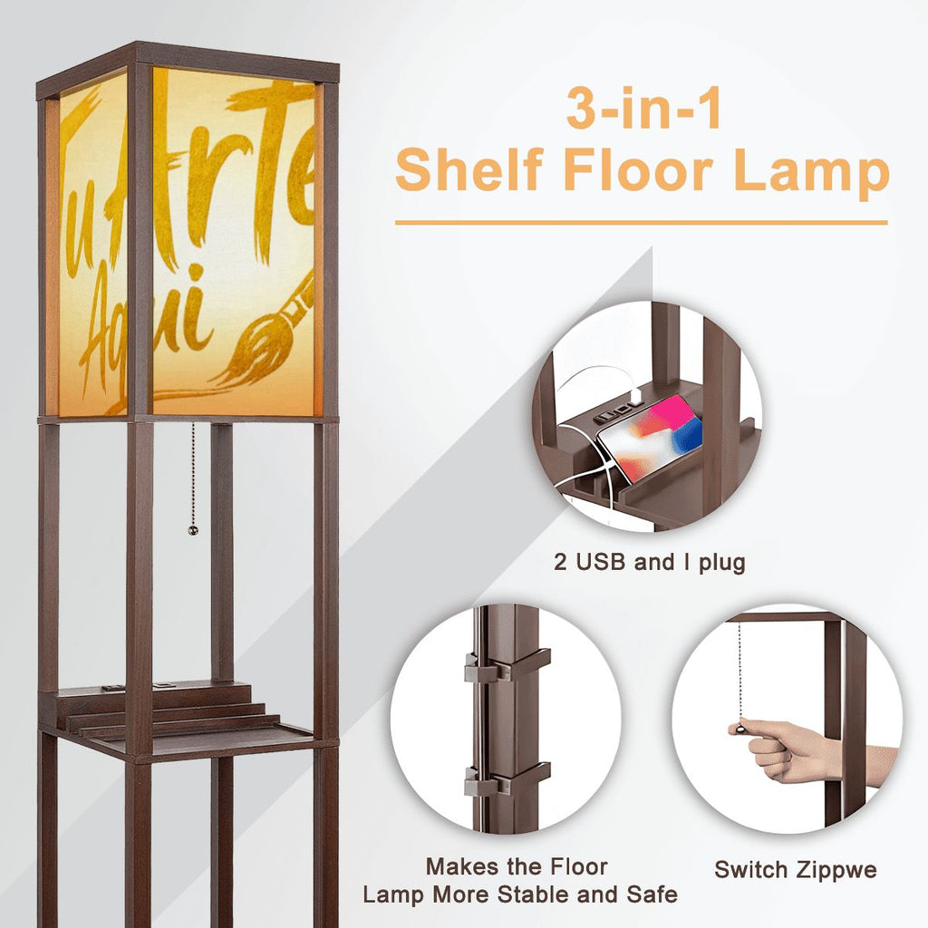 Floor Lamp with Shelves