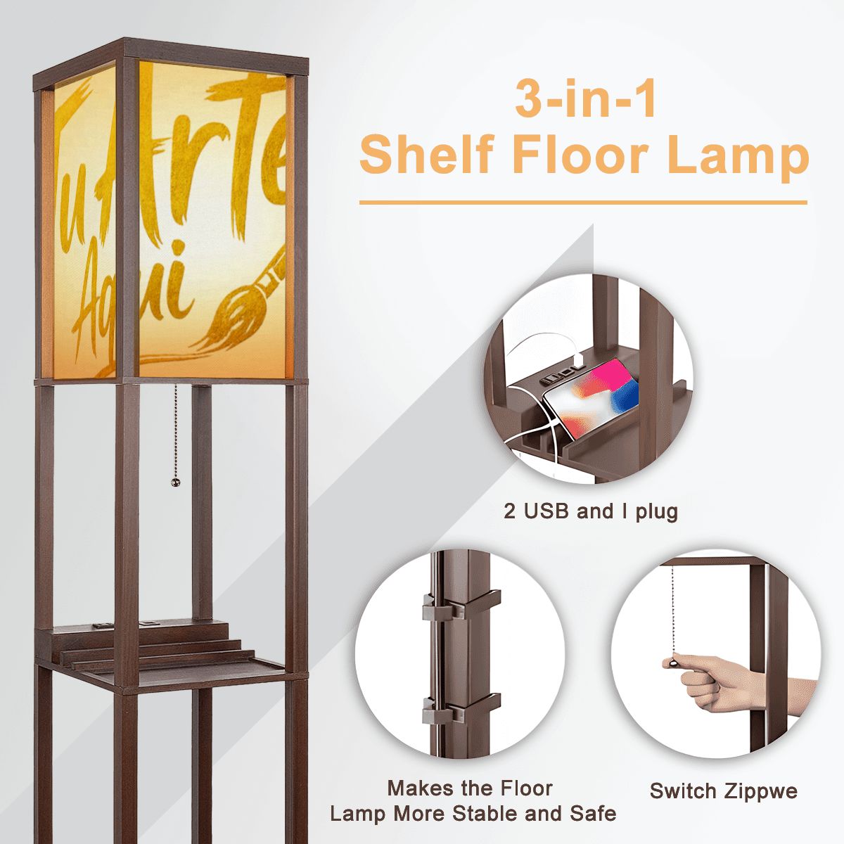 Floor Lamp with Shelves