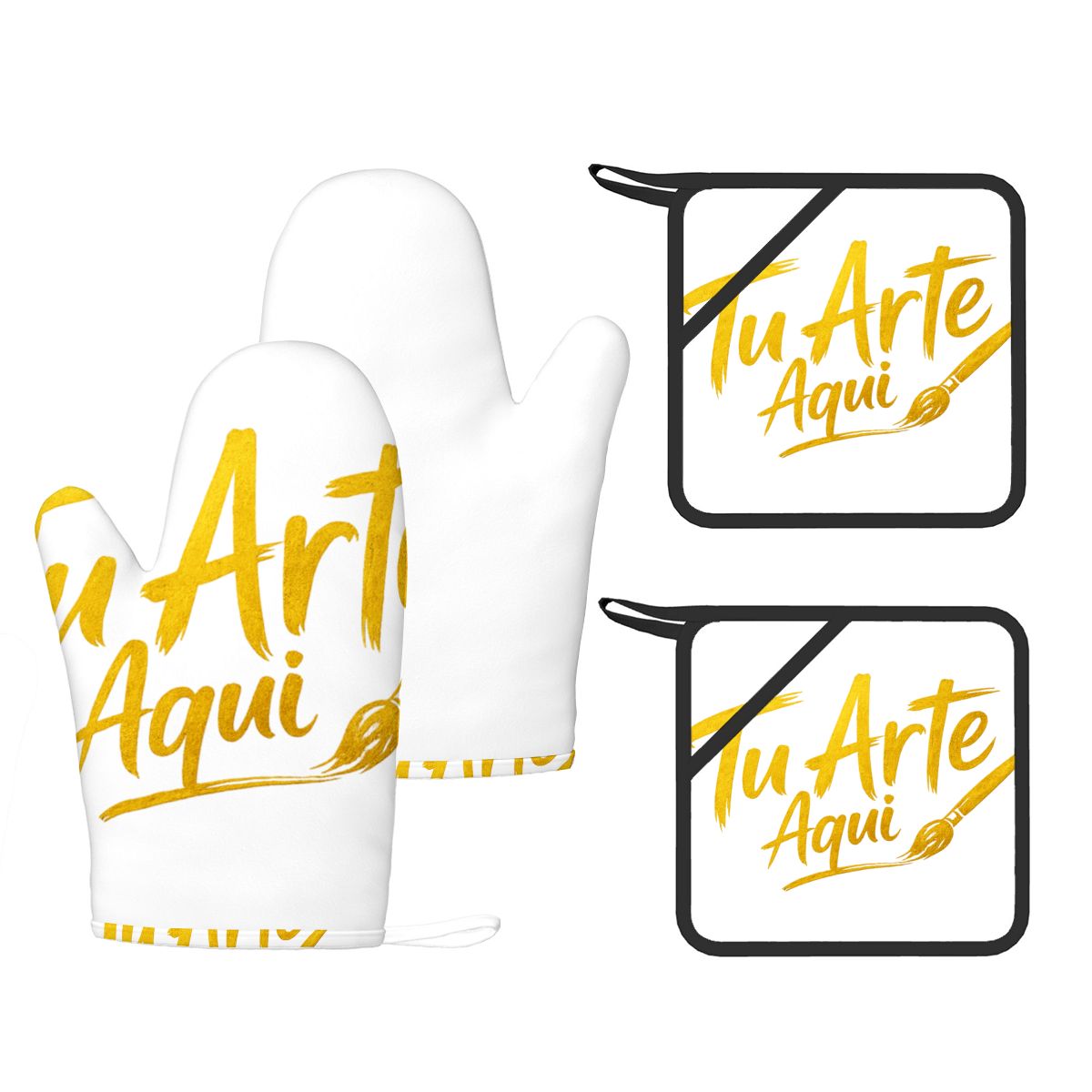 4Pcs Silicone Oven Mitts and Pot Holders Set