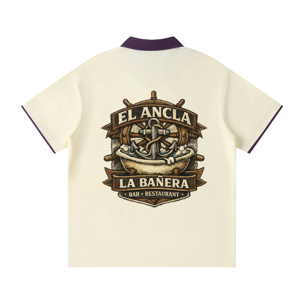 Contrast Collar Raglan Polo Shirt