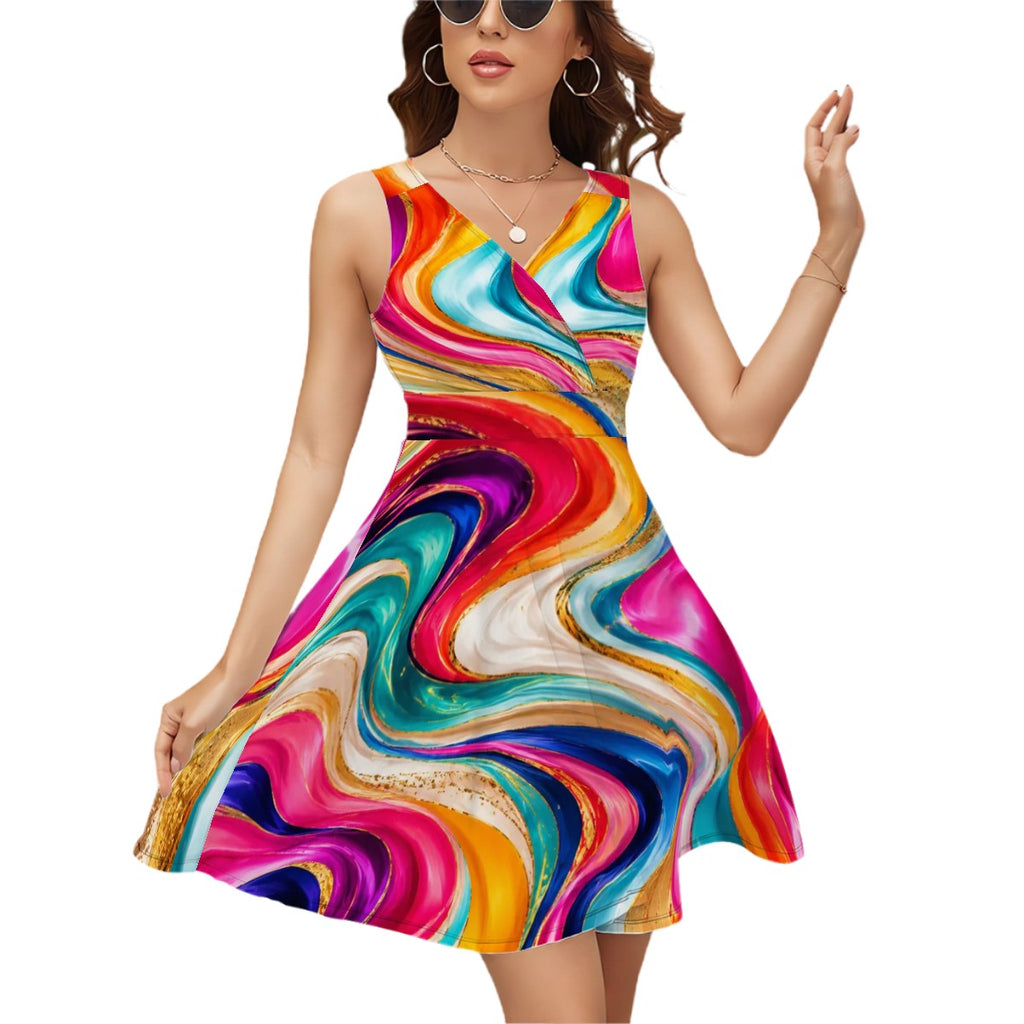 Sleeveless V Neck Dress