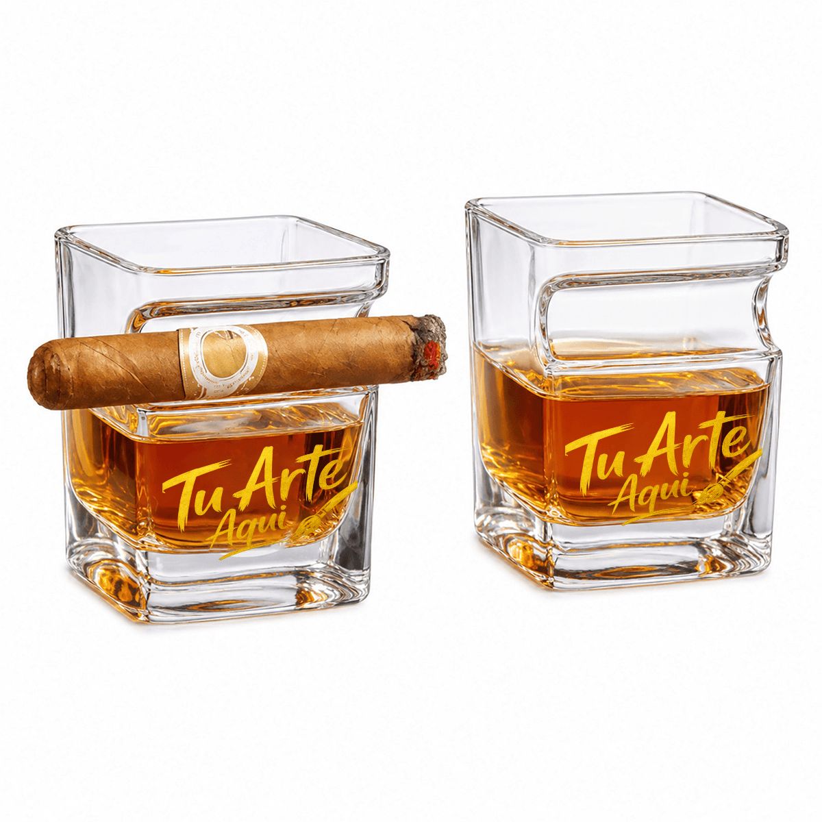 Whiskey Glass with Cigar Holder