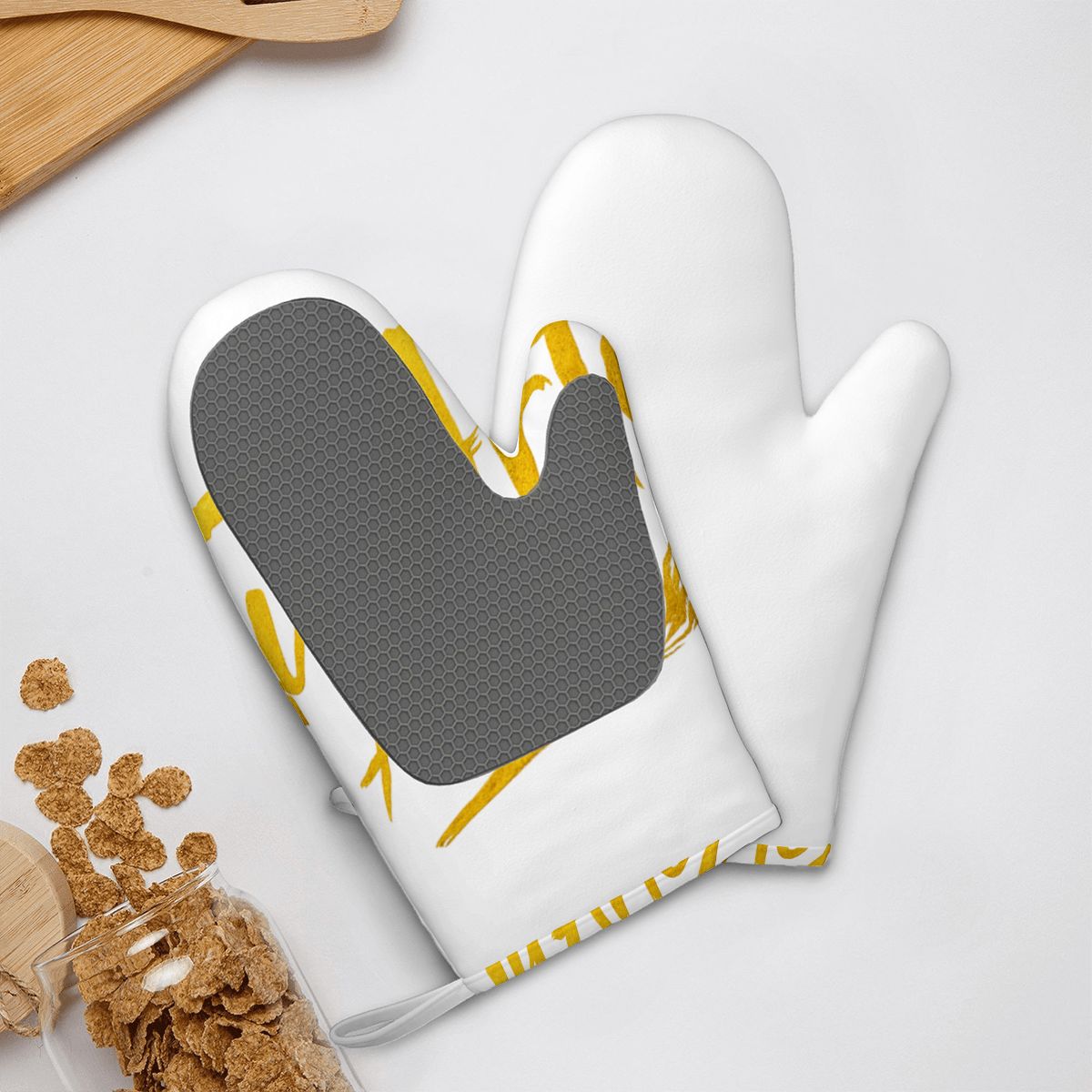 4Pcs Silicone Oven Mitts and Pot Holders Set